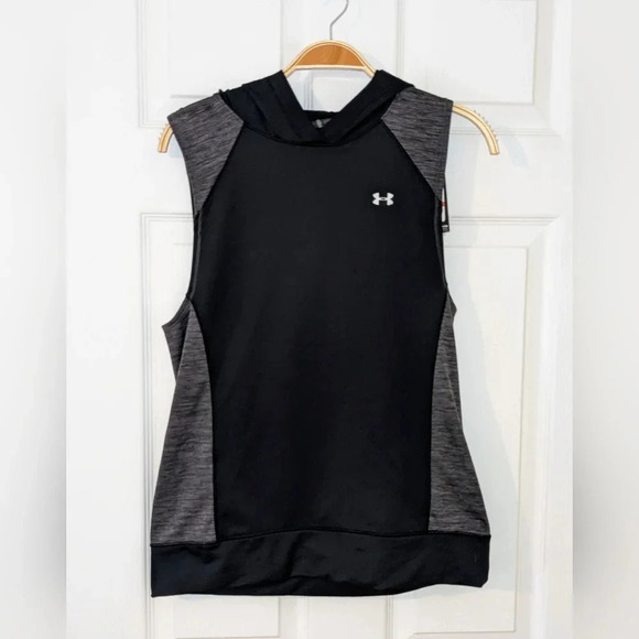 Under Armour Womens Hoodie XS Black Gray Cold Gear Sleeveless‎ Pullover Vest NWT - Picture 1 of 10